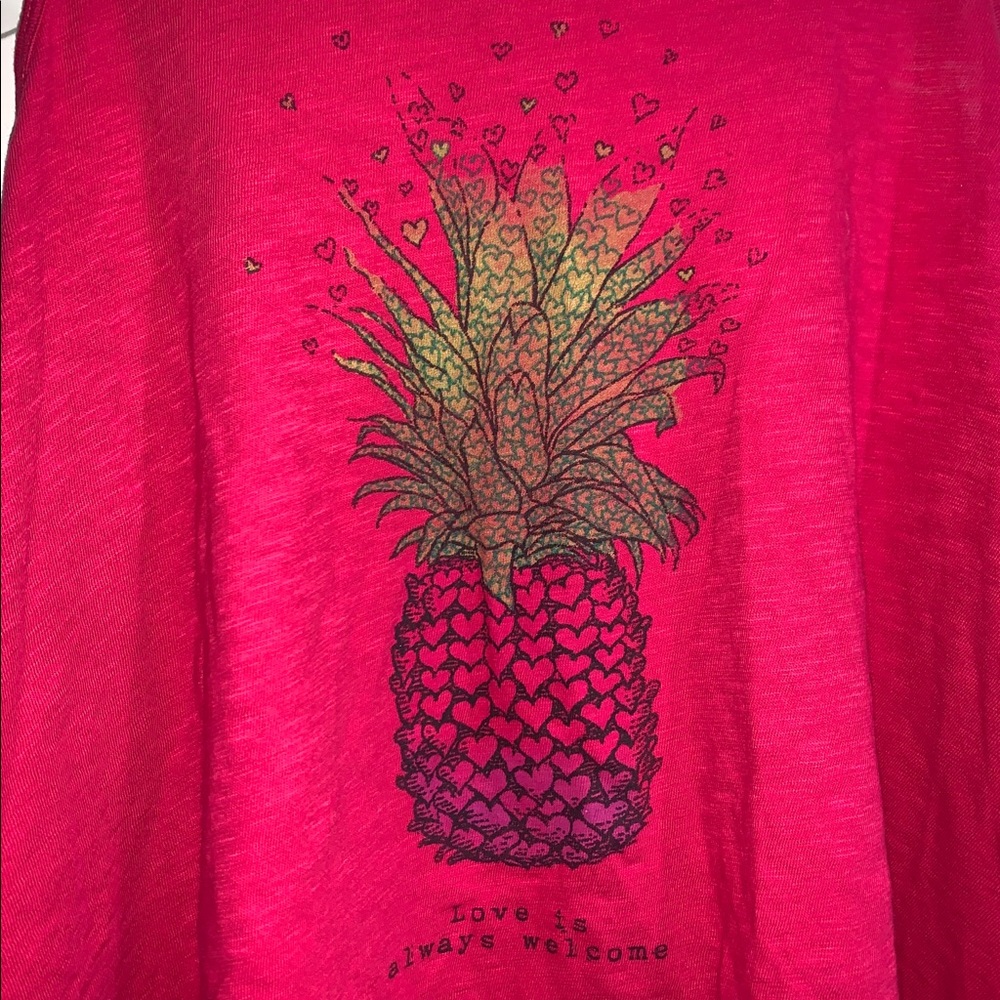 Life is Good “Love is Always Welcome” Fuchsia Tank